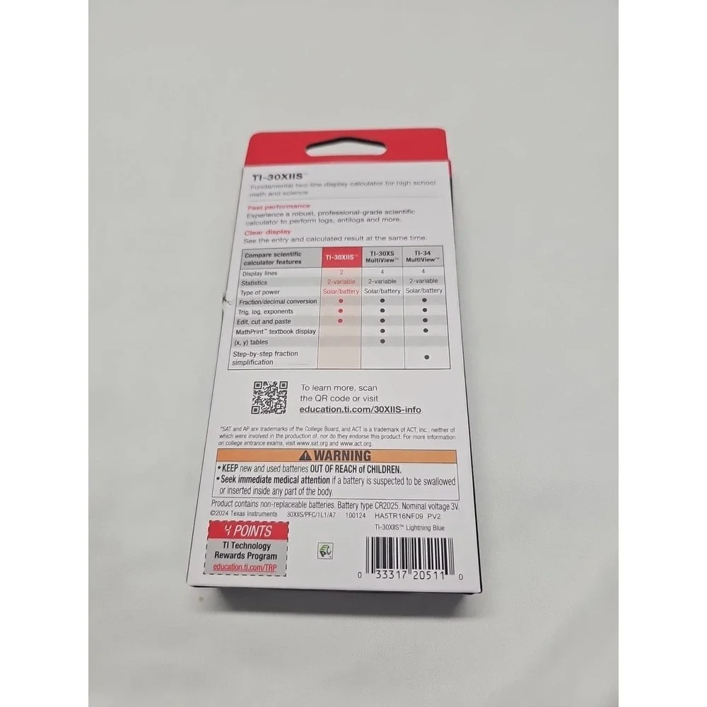 Texas Instruments TI-30XIIS 2 Line‎ Scientific Calculator Lightning Blue Sealed